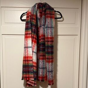 Aerie Plaid Women’s Large Colorful Scarf  - Fringe Ends Brand New